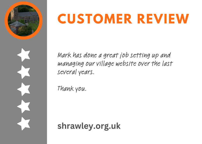 Customer testimonial from shrawley.org.uk
